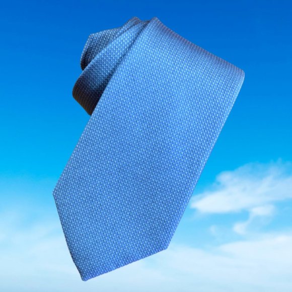 The Tie Bar 100% Woven Silk Union Slate Blue Solid Textured Stain Resistant Tie